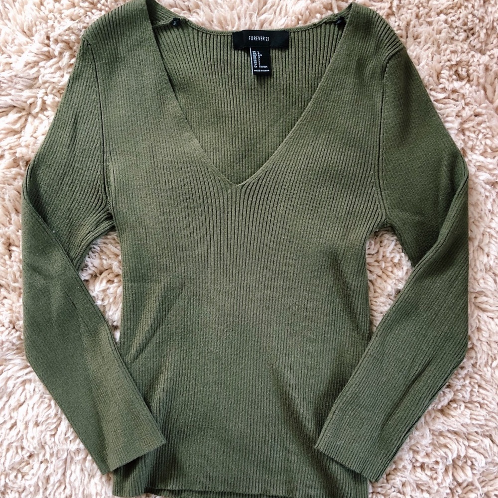 Olive v-neck sweater
